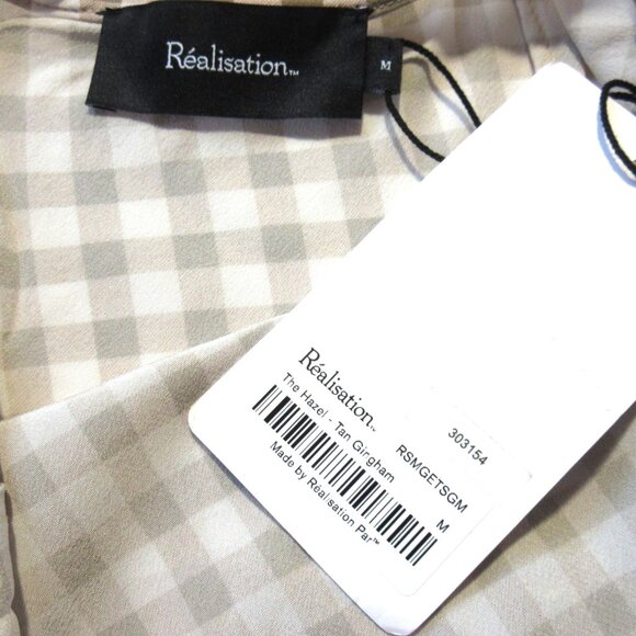 NWT Realisation The Hazel in Tan Gingham Silk Short Mini Tank Dress M $230 - Picture 9 of 14